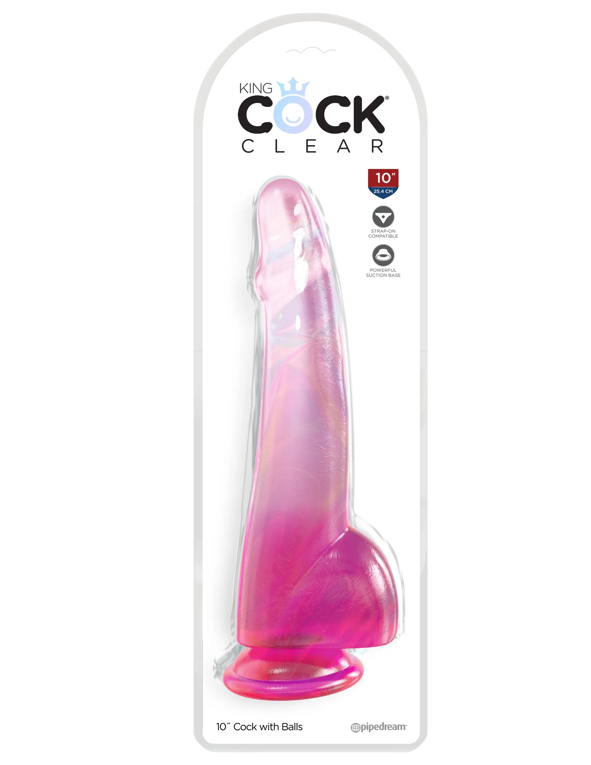 King Cock Clear 10 with Balls - Pink