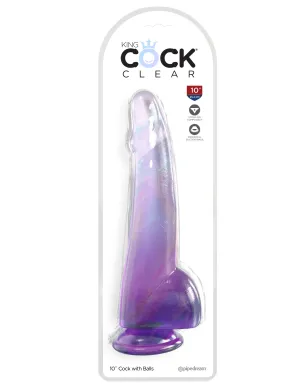 King Cock Clear 10 with Balls - Purple