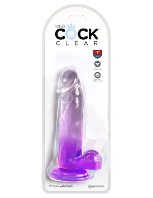 King Cock Clear 7 with Balls - Purple