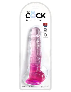 King Cock Clear 8 with Balls - Pink