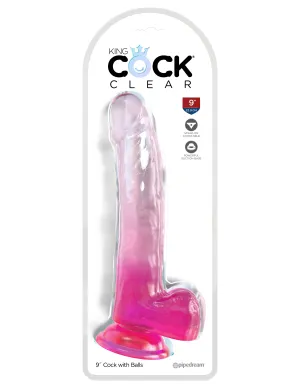 King Cock Clear 9 with Balls - Pink