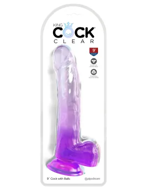 King Cock Clear 9 with Balls - Purple
