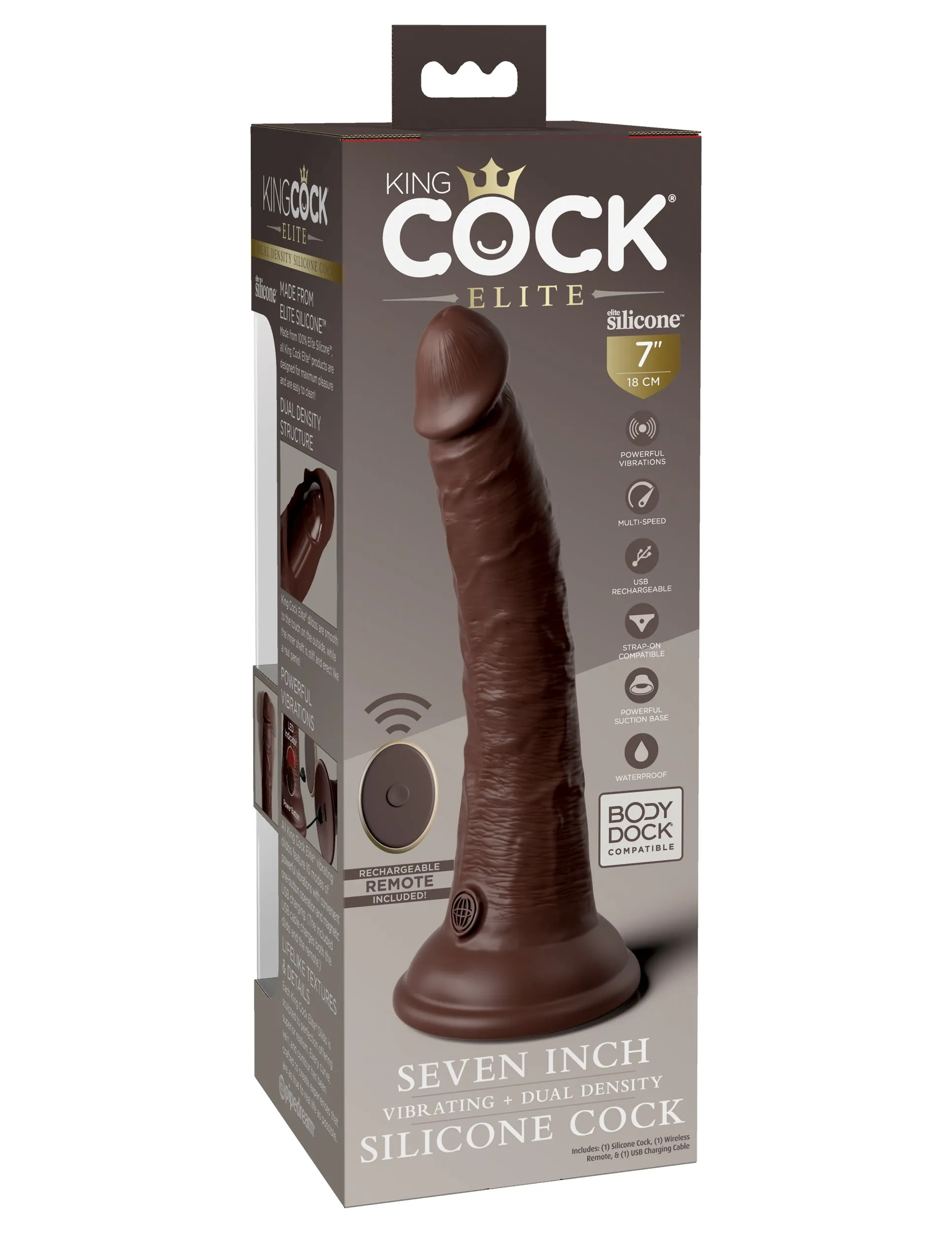 King Cock Elite 7 Vibrating Silicone Dual Density Cock with Remote