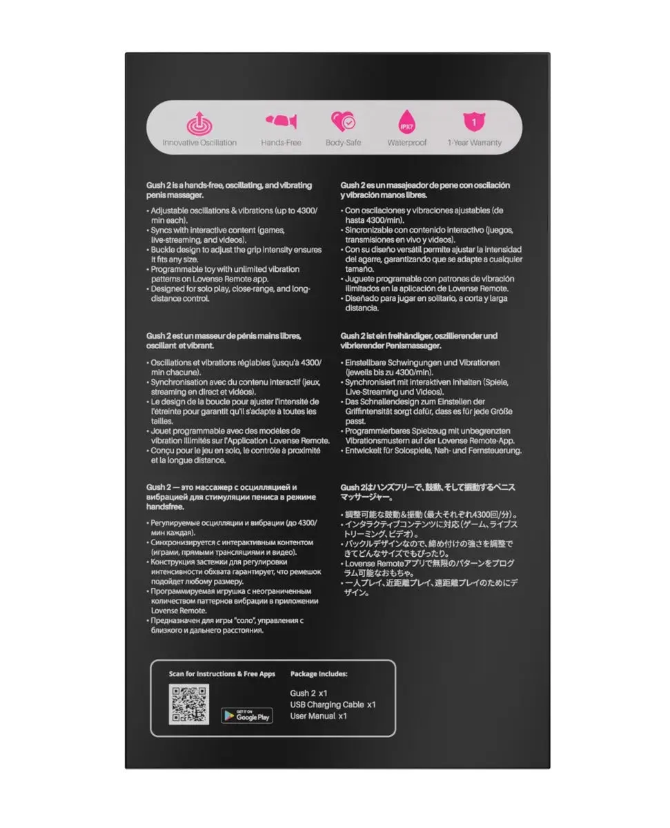 Lovense Gush 2 Handsfree Bluetooth Male Masturbator Sex Toy for Men