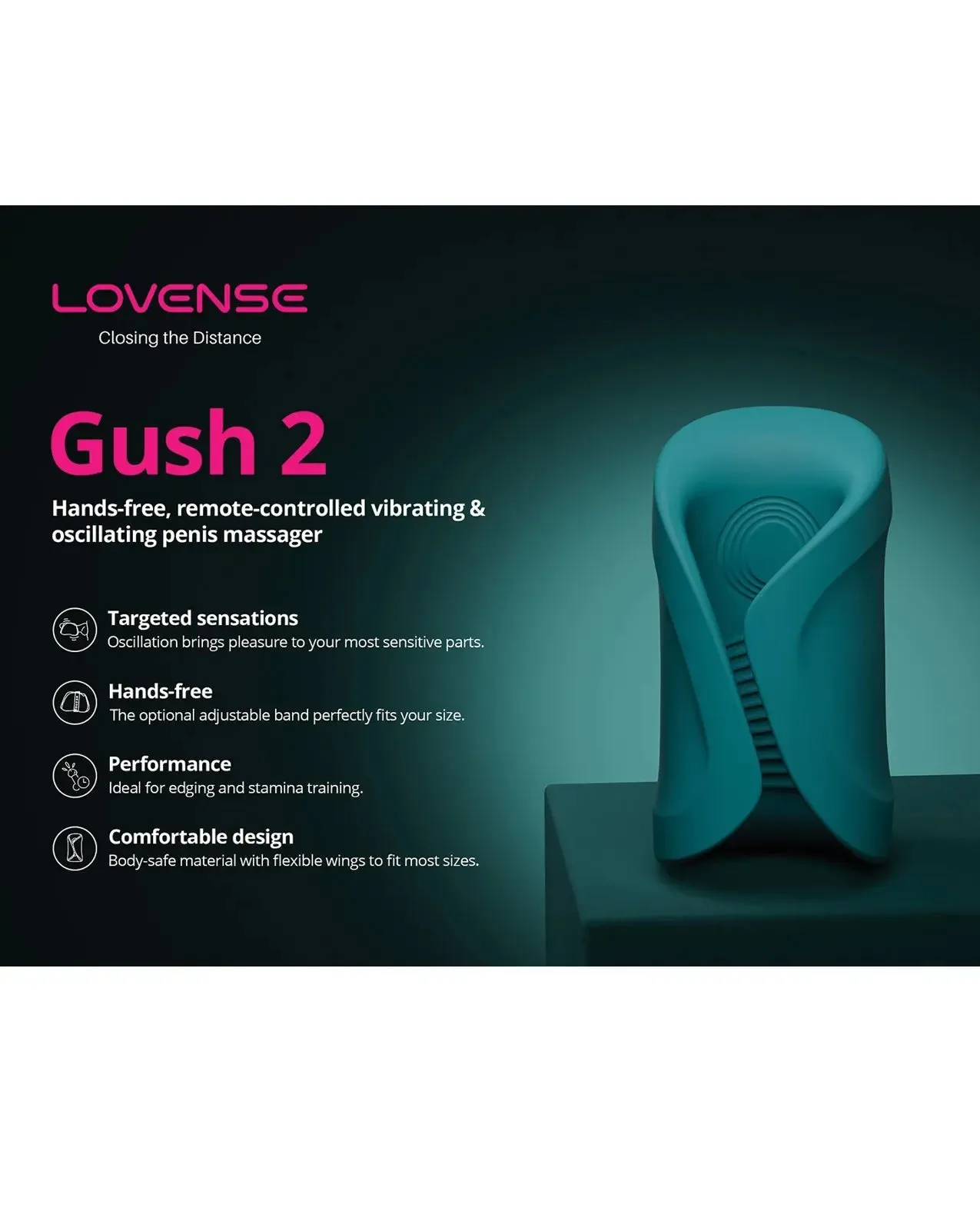 Lovense Gush 2 Handsfree Bluetooth Male Masturbator Sex Toy for Men