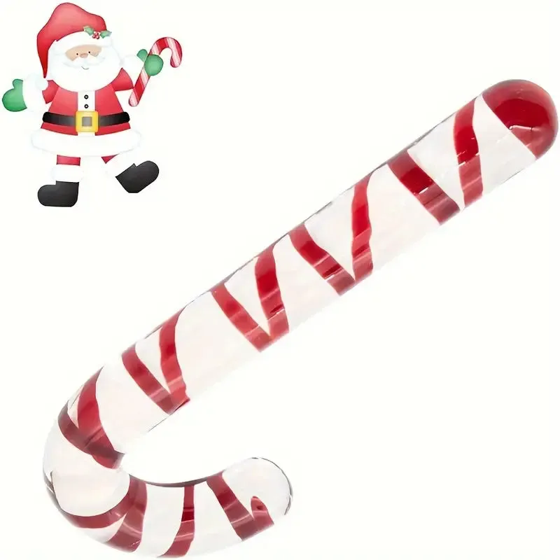 Tea Color Christmas Tree Cane Shape Transparent Glass Anal Plug