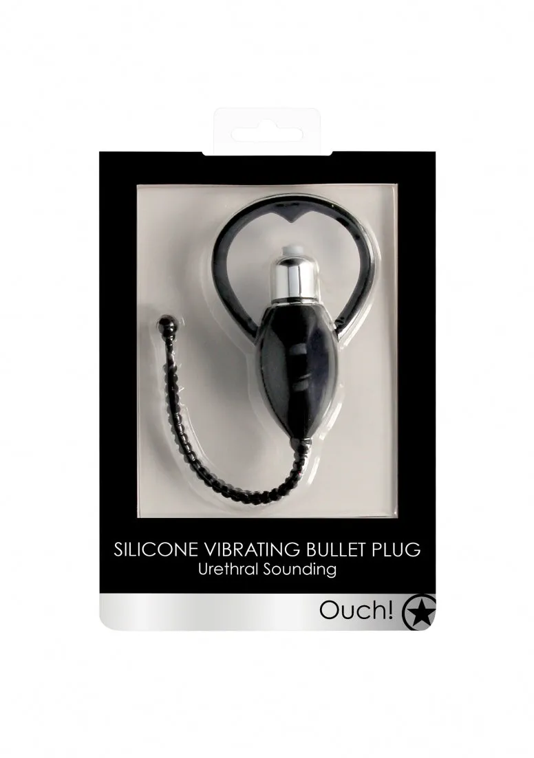 Urethral Sounding Vibrating Bullet Plug - Black